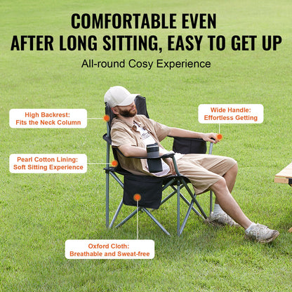 Camping Folding Chair for Adults - Black