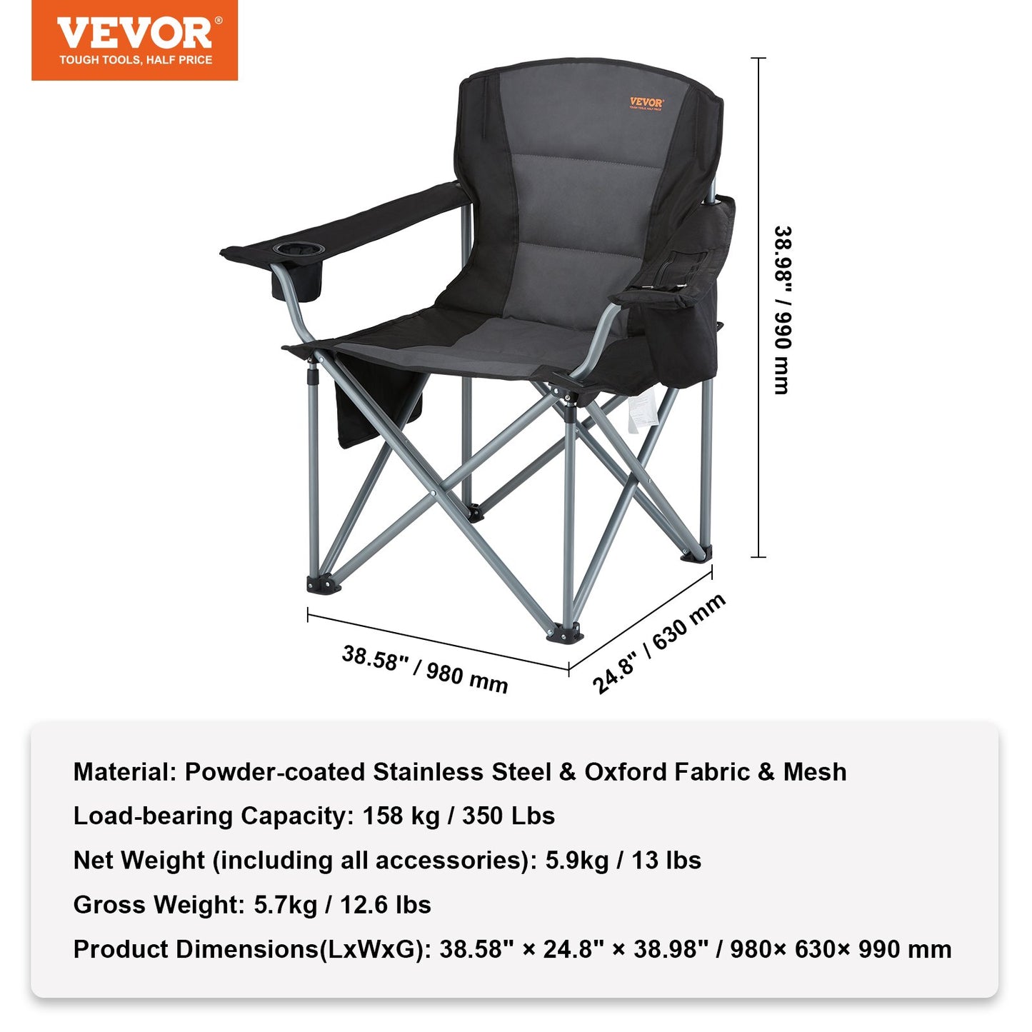 Camping Folding Chair for Adults - Black