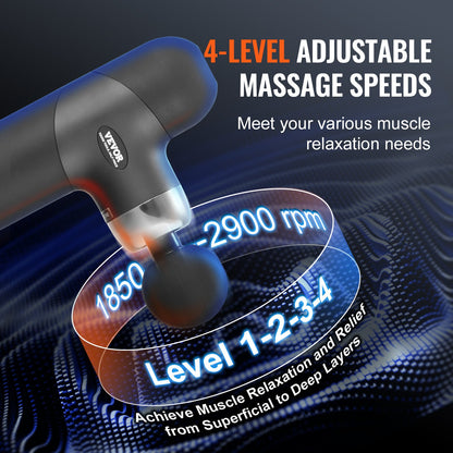 Massage Gun Deep Tissue with 4 Speed Levels & 4 Massage Heads