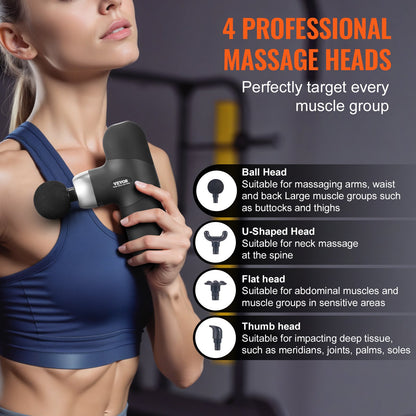 Massage Gun Deep Tissue with 4 Speed Levels & 4 Massage Heads