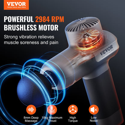 Percussion Muscle Massager for Athletes - with 5 Speed Levels & 6 Massage Heads
