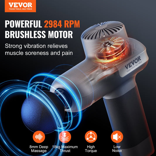 Percussion Muscle Massager for Athletes - with 5 Speed Levels & 6 Massage Heads