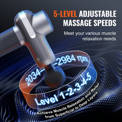 Percussion Muscle Massager for Athletes - with 5 Speed Levels & 6 Massage Heads