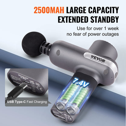 Percussion Muscle Massager for Athletes - with 5 Speed Levels & 6 Massage Heads