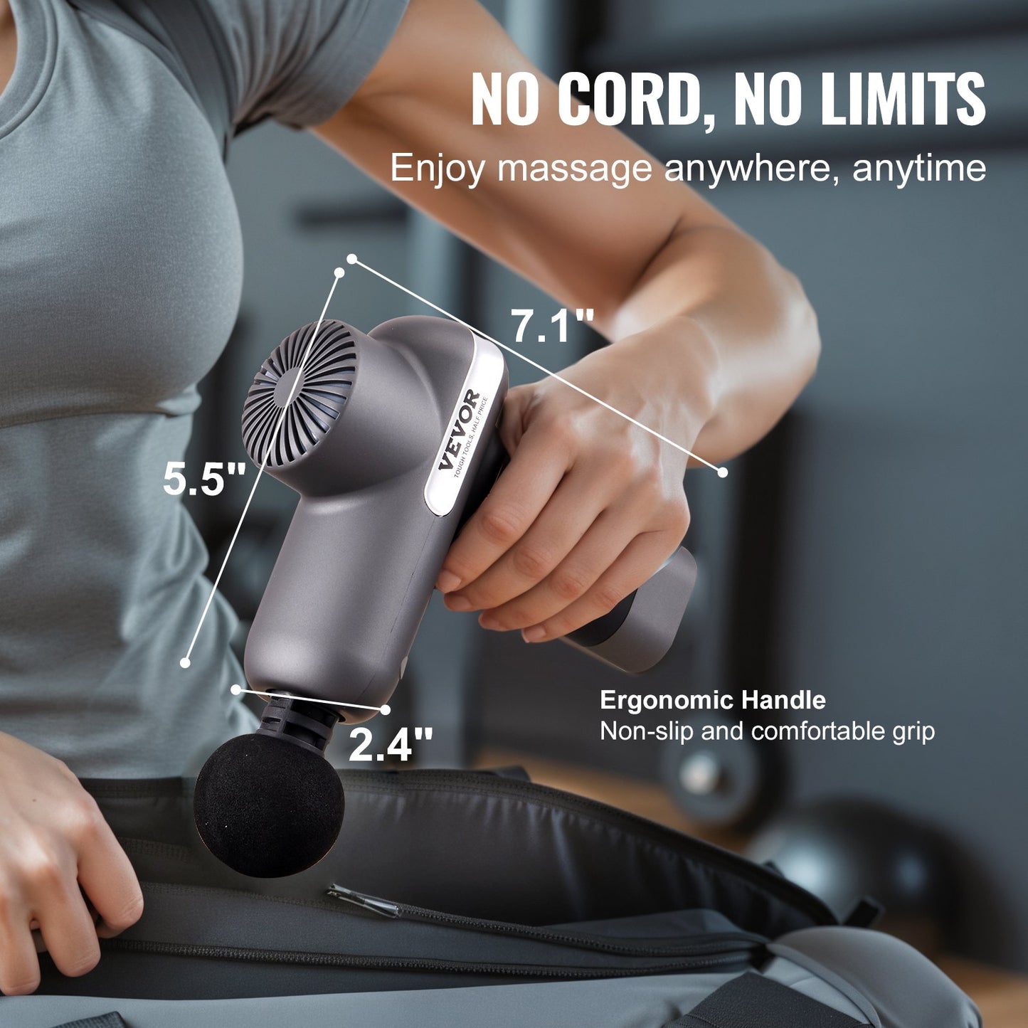 Percussion Muscle Massager for Athletes - with 5 Speed Levels & 6 Massage Heads