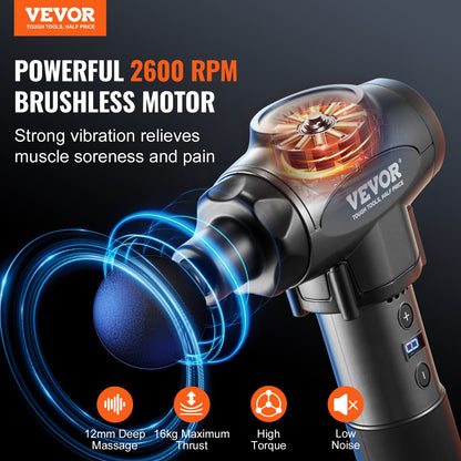 Massage Gun Deep Tissue with 9 Speed Levels & 6 Massage Heads