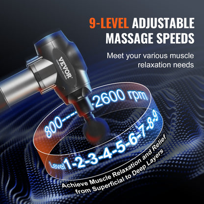 Massage Gun Deep Tissue with 9 Speed Levels & 6 Massage Heads