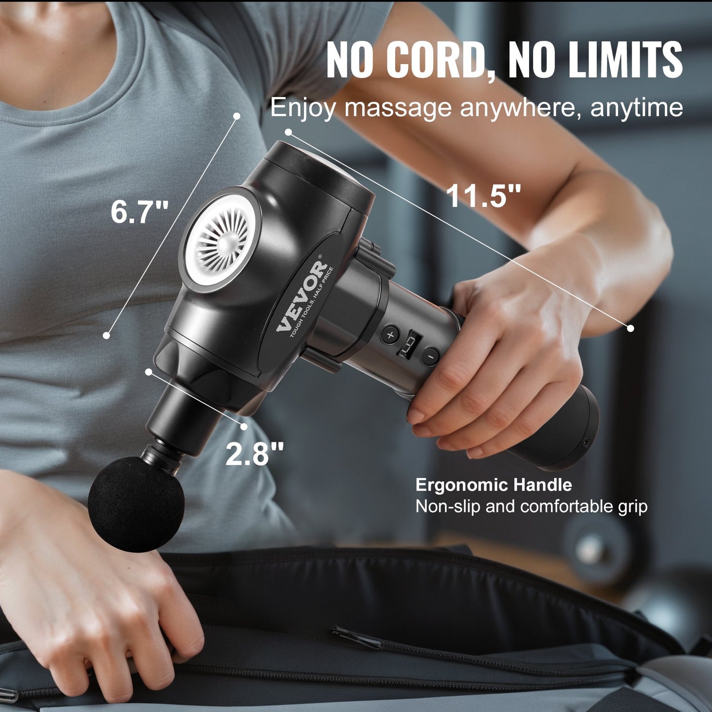 Massage Gun Deep Tissue with 9 Speed Levels & 6 Massage Heads