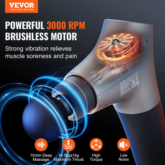 Percussion Muscle Massager for Athletes - with 6 Speed Levels & 4 Massage Heads
