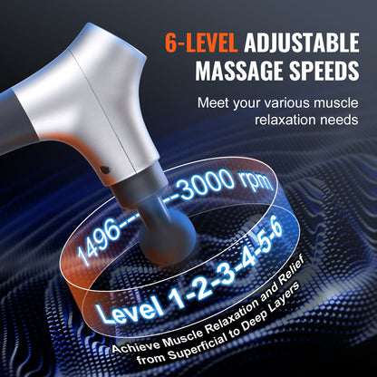 Percussion Muscle Massager for Athletes - with 6 Speed Levels & 4 Massage Heads