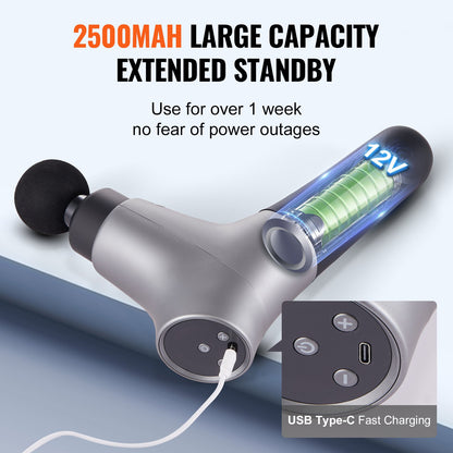 Percussion Muscle Massager for Athletes - with 6 Speed Levels & 4 Massage Heads