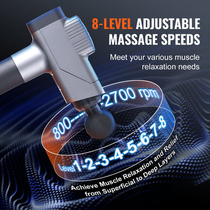 Massage Gun Deep Tissue with 8 Speed Levels & 6 Massage Heads