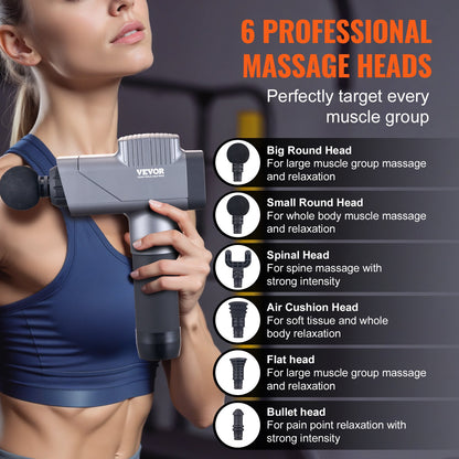 Massage Gun Deep Tissue with 8 Speed Levels & 6 Massage Heads