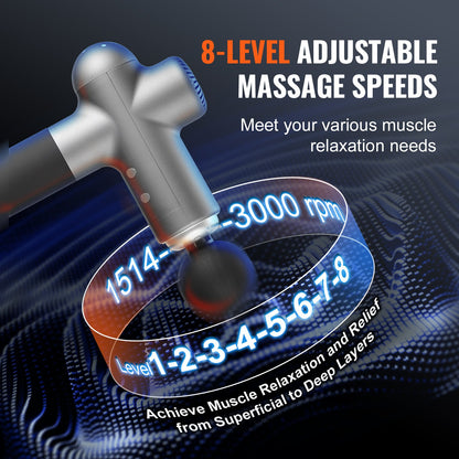 Massage Gun Deep Tissue with 8 Speed Levels & 6 Massage Heads