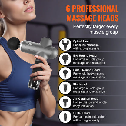Massage Gun Deep Tissue with 8 Speed Levels & 6 Massage Heads