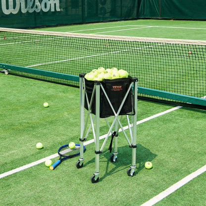 Best VEVOR Foldable Tennis Ball Hopper Holds 150 Tennis Balls Lightweight Aluminum Alloy Tennis Ball Basket Cart with Wh
