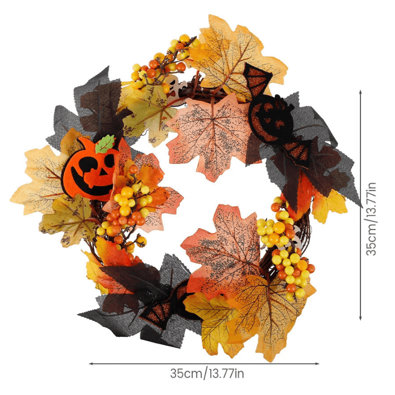Best Halloween Autumn Wreath Pumpkin Skull Maple Leaf | Buy Online at Furniture Things Australia