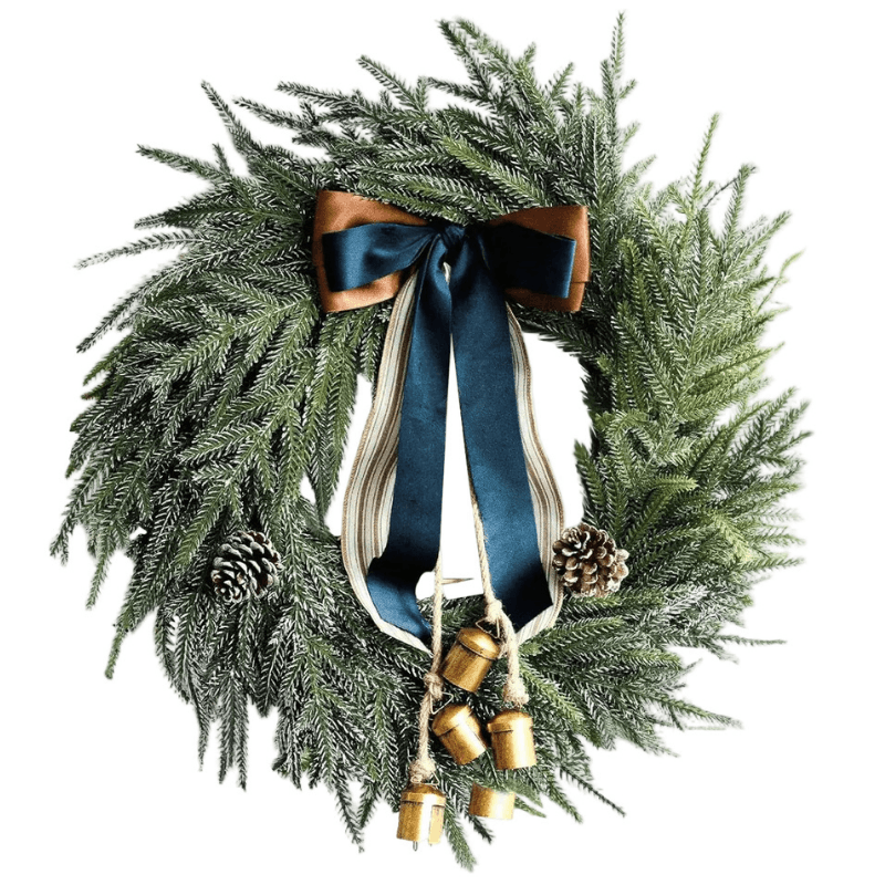 Best Christmas Wreath Artificial Norfolk Bells Ribbon | Buy Online at Furniture Things Australia