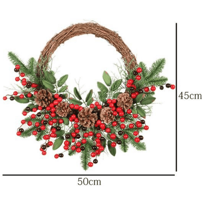 Best Christmas Wreath Rattan Pine Cones Berries Branches | Buy Online at Furniture Things Australia