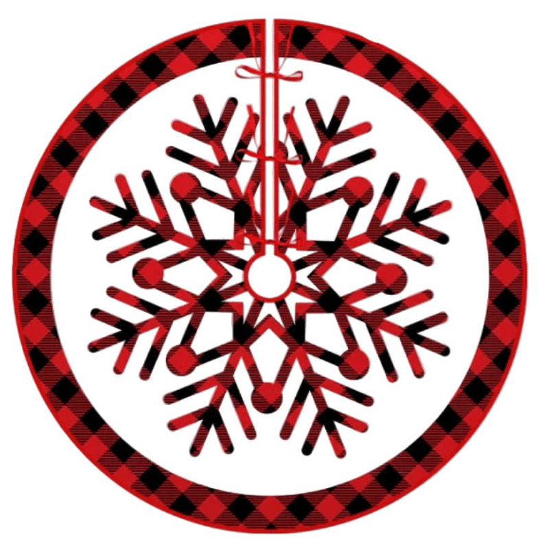 Best Christmas Tree Skirt Plaid with Red Black White Snowflake | Buy Online at Furniture Things Australia
