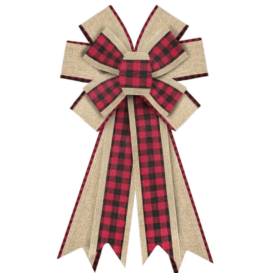Best Christmas Wreath with Red Black Plaid Bow Burlap | Buy Online at Furniture Things Australia