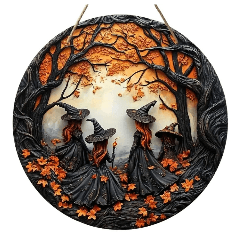 Best Halloween Wooden Round Witch Sign | Buy Online at Furniture Things Australia