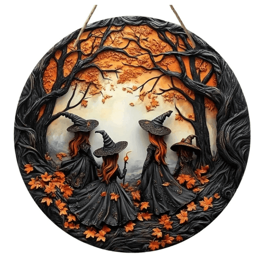 Best Halloween Wooden Round Witch Sign | Buy Online at Furniture Things Australia