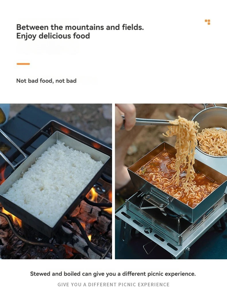 Fry Pan Stainless Steel Portable Thickened Camping Cookware