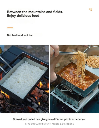 Fry Pan Stainless Steel Portable Thickened Camping Cookware