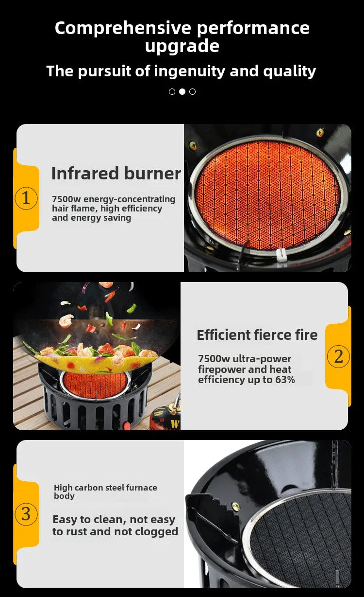 Camping Infrared Propane Gas Stove 7-Core 19800W