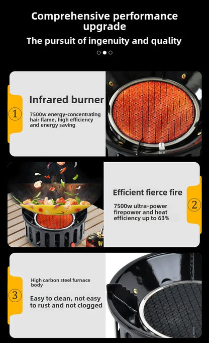Camping Infrared Propane Gas Stove 7-Core 19800W