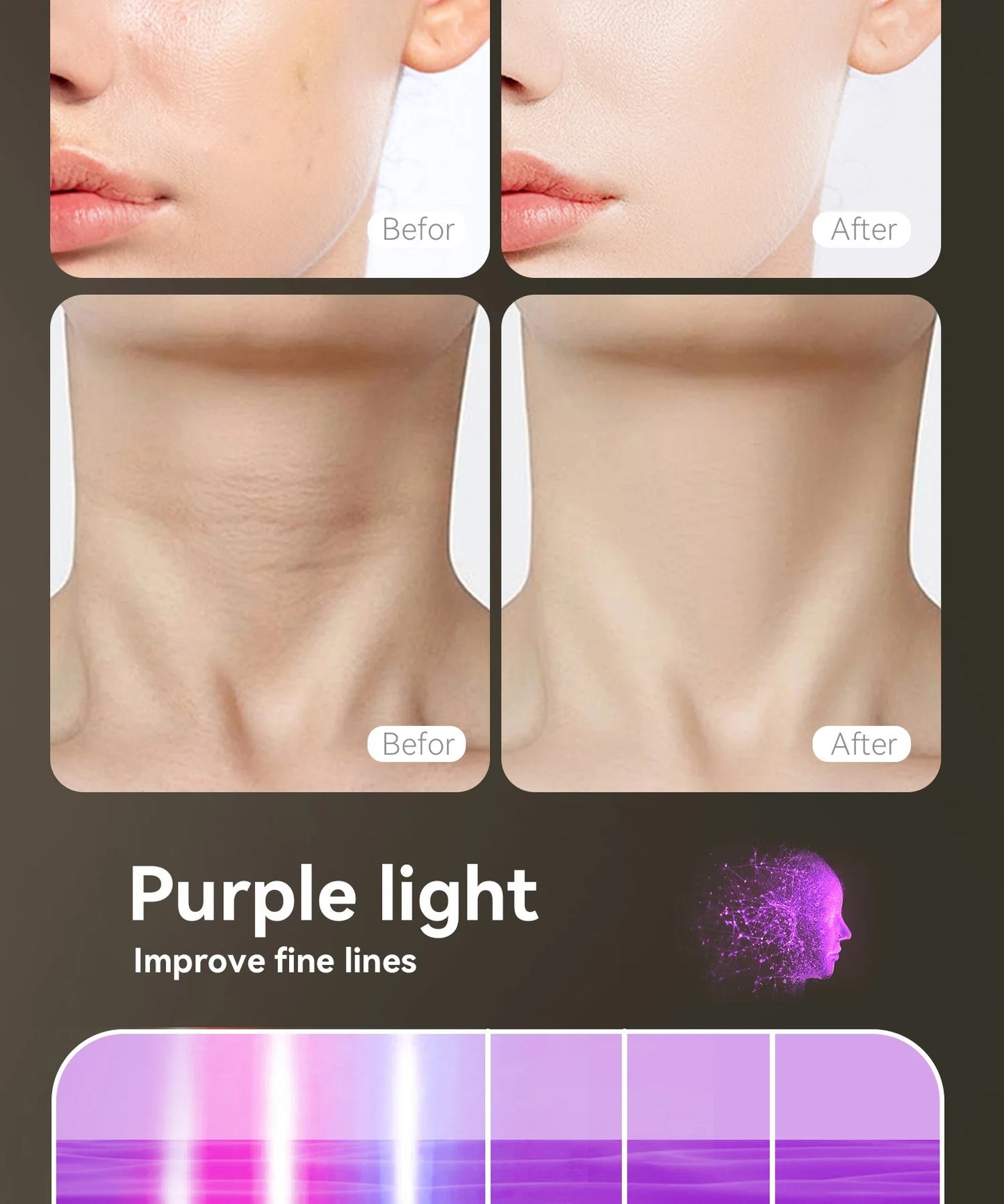 Therapy Mask Face Neck with Red Light Rechargeable LED