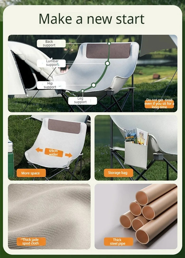 Portable Camping Moon Chair with Back Support