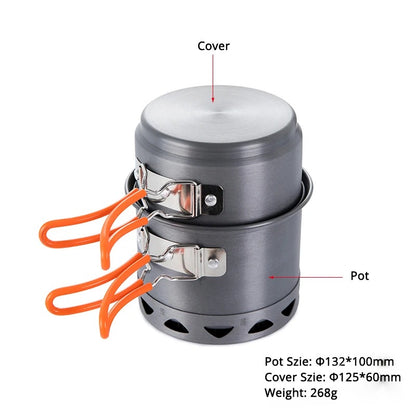Cooking Pot Set Portable Aluminum Alloy Camping Foldable