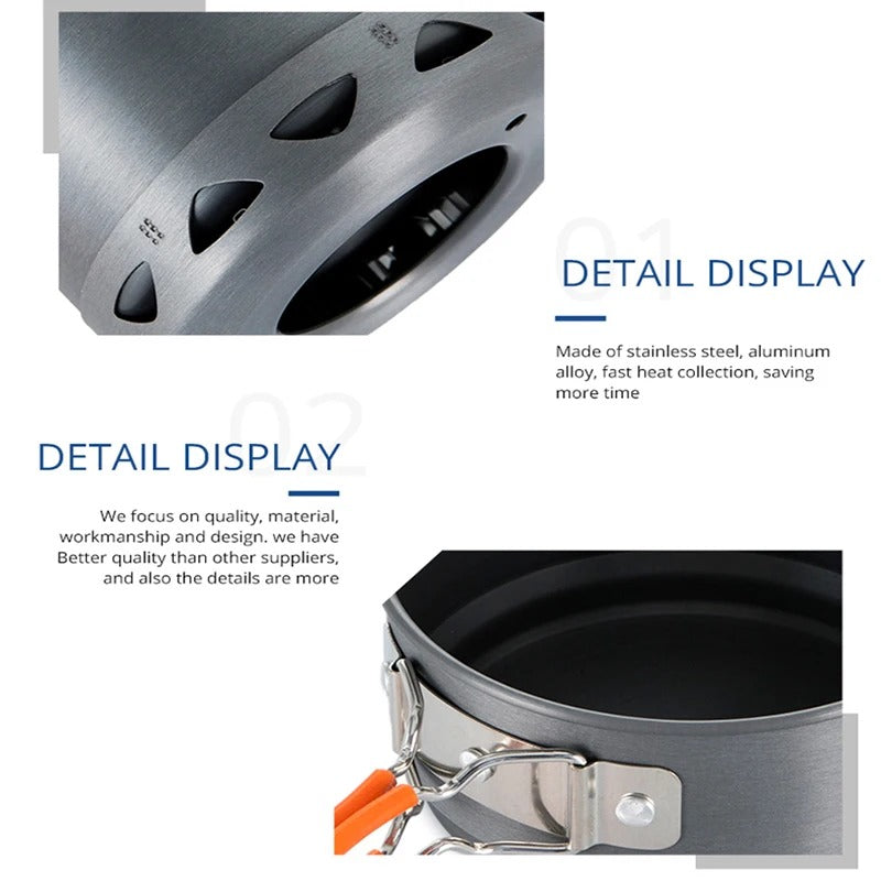 Cooking Pot Set Portable Aluminum Alloy Camping Foldable