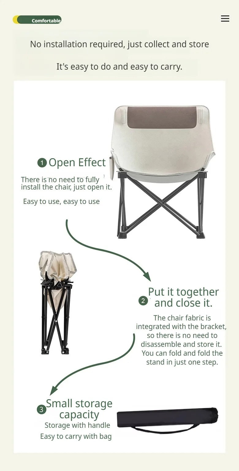 Portable Camping Moon Chair with Back Support