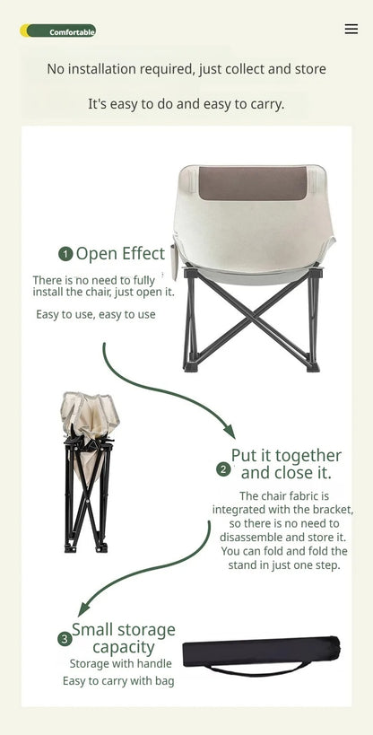 Portable Camping Moon Chair with Back Support