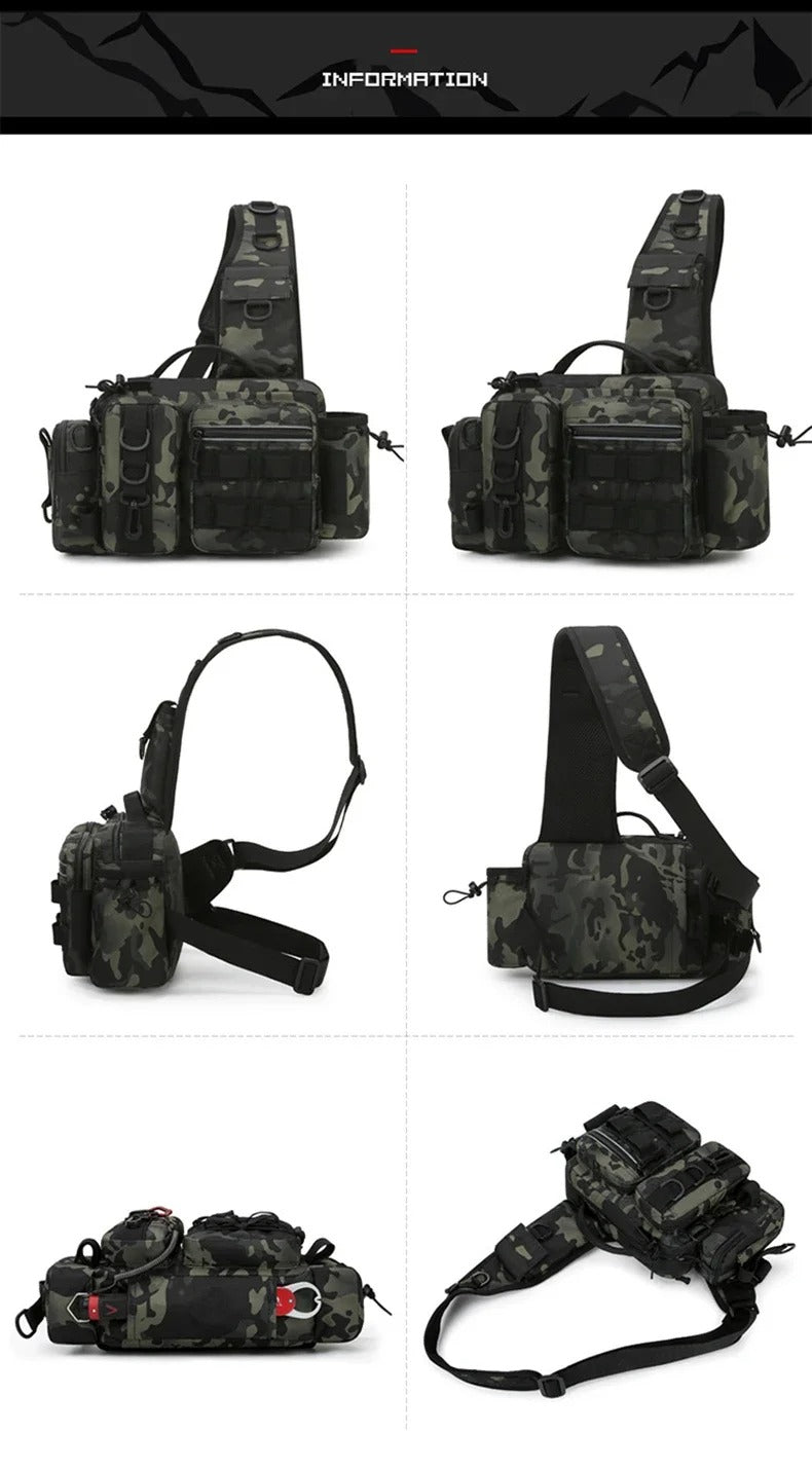 Fishing Tackle Backpack with Rod Holder