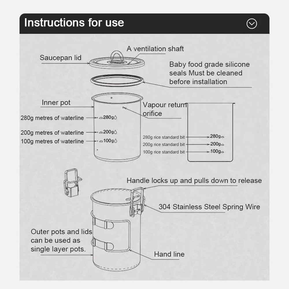 Stainless Steel Portable Camping Rice Cooker