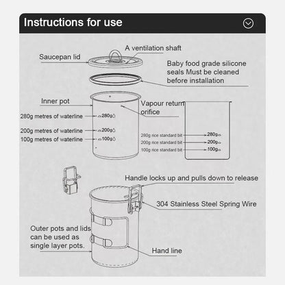 Stainless Steel Portable Camping Rice Cooker