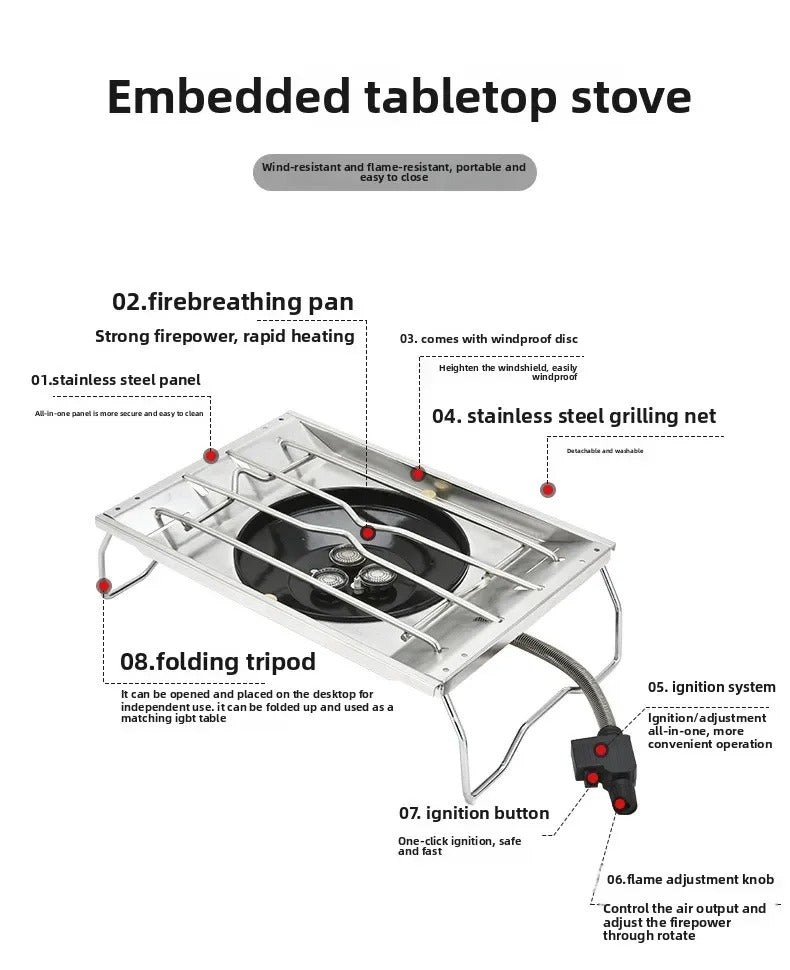 Folding Stainless Steel Gas Burner 8000W