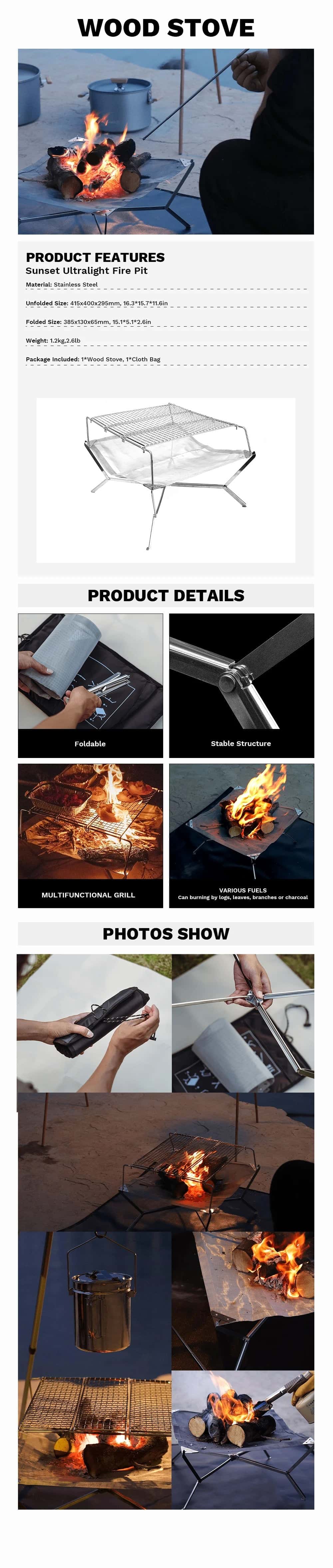 Best Foldable Stainless Steel Fire Pit Grill | Buy Online at Furniture Things Australia