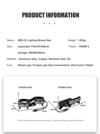 Camping Double Burner Folding Portable Gas