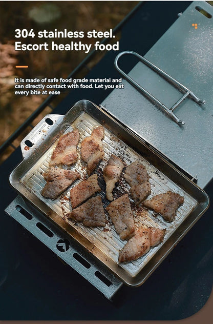 Fry Pan Stainless Steel Portable Thickened Camping Cookware