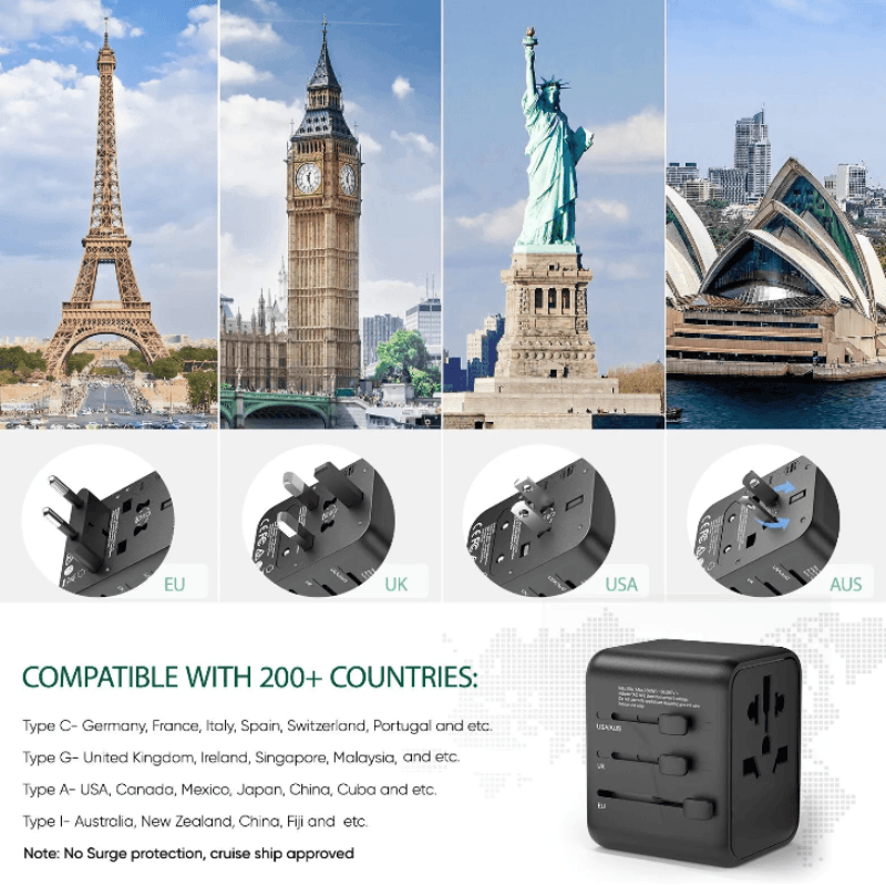 Best Travel Adapter Universal All-in-One with 2 USB | Buy Online at Furniture Things Australia