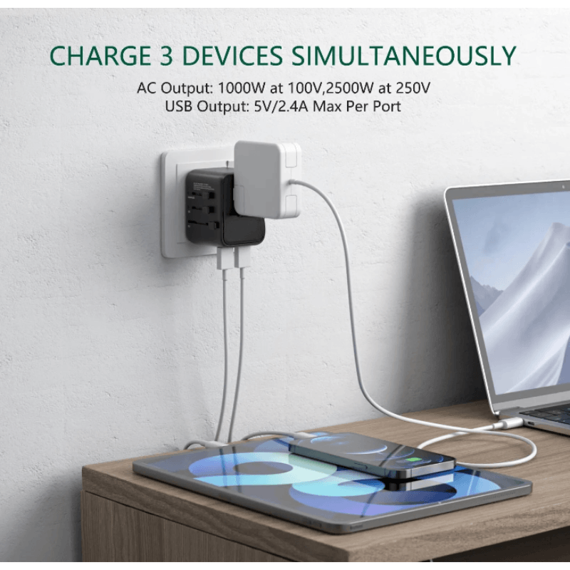 Best Travel Adapter Universal All-in-One with 2 USB | Buy Online at Furniture Things Australia