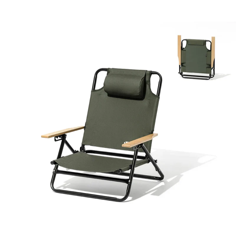 Camping Chair Folding with Recliner Adjustable Armrest