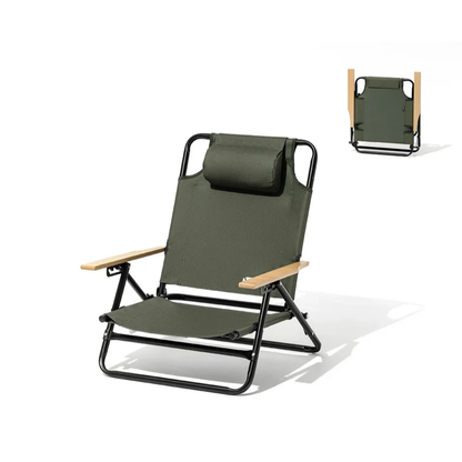 Camping Chair Folding with Recliner Adjustable Armrest