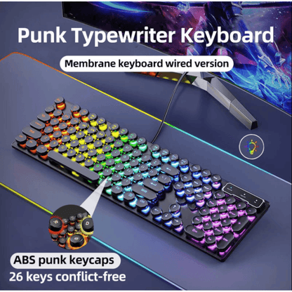 Best Retro Typewriter Gaming Keyboard RGB Wired 104 Keys | Buy Online at Furniture Things Australia