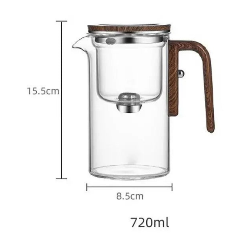 Teapot Glass Magnetic Separation Wood Handle